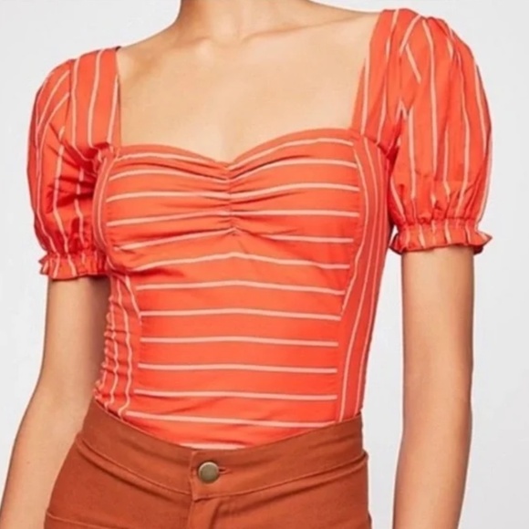 Free People Tops - Free People Garden Rose Striped Crop Top Size L